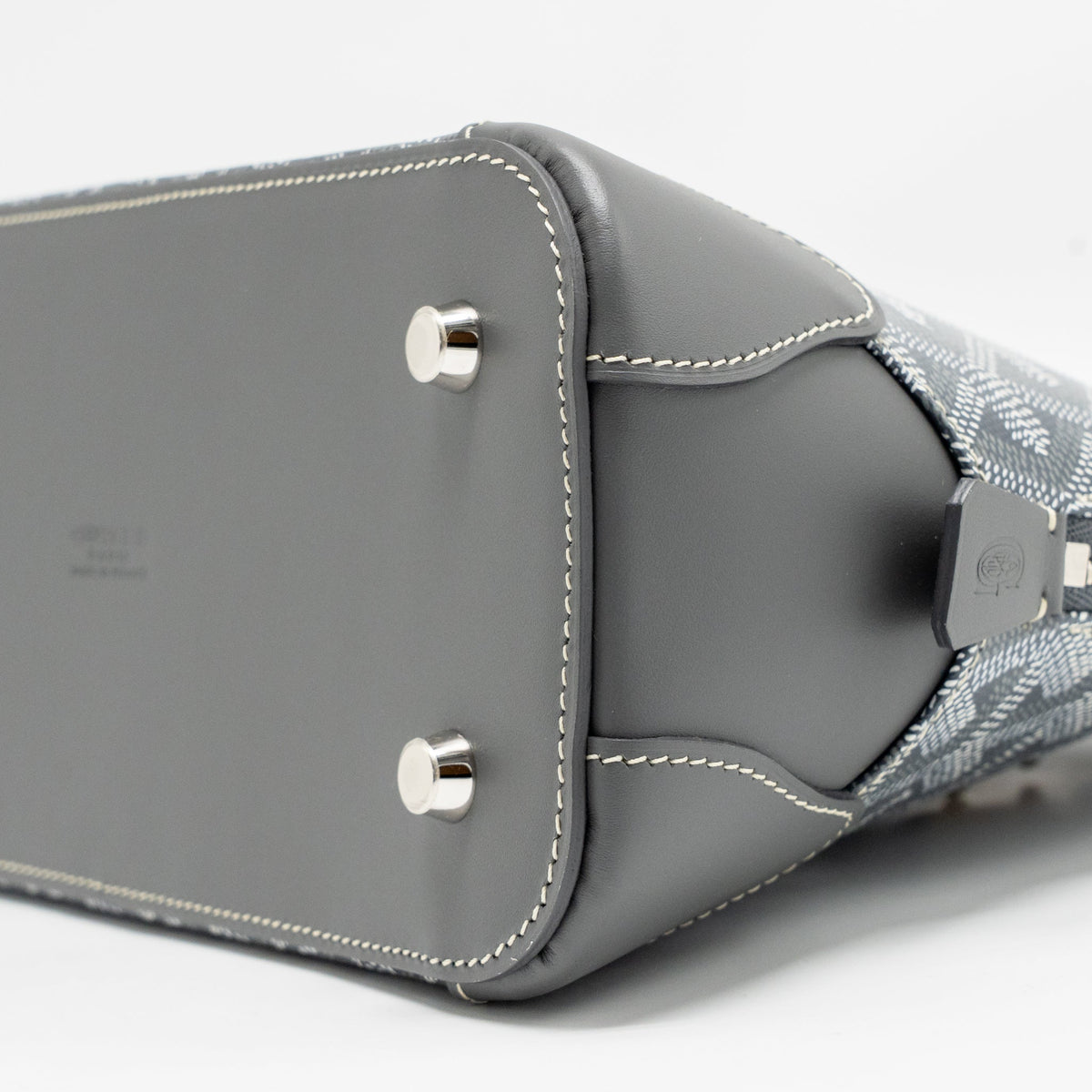 GOYARD VENDOME MINI BAG GOYARDINE CANVAS/CHEVROCHES CALFSKIN GREY SHW