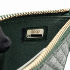 CHANEL CHEVRON BOY ZIP POUCH CAVIAR DARK GREEN GHW