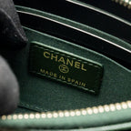 CHANEL CHEVRON BOY ZIP POUCH CAVIAR DARK GREEN GHW