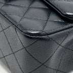 Chanel Mini Rectangular Flap Bag Caviar Dark Blue RUTHENIUM HARDWARE