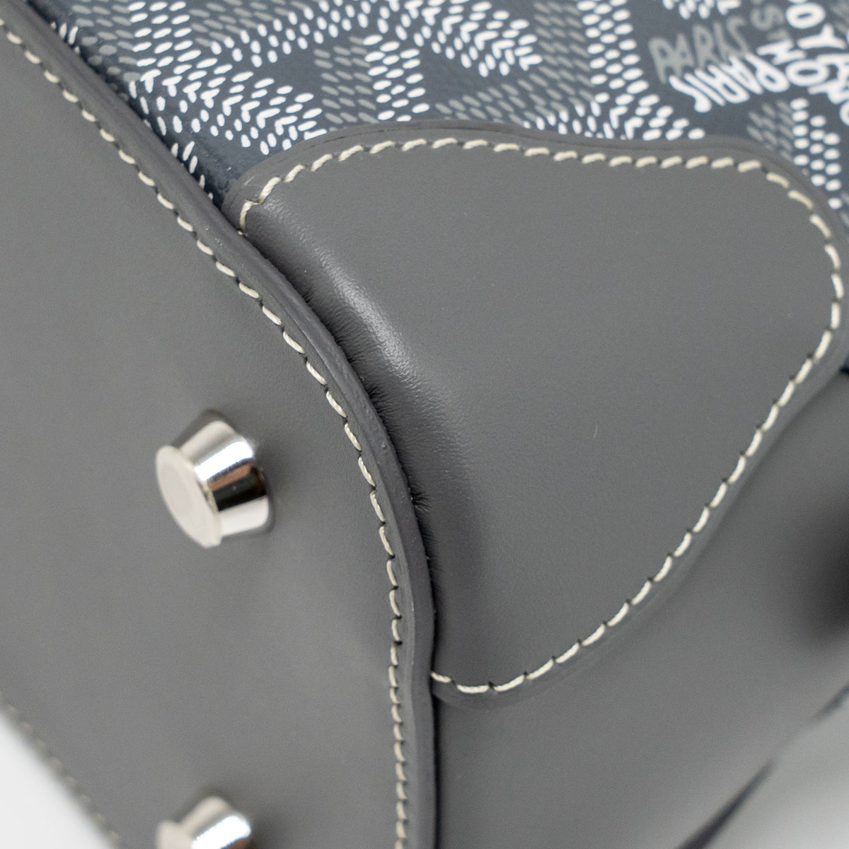 GOYARD VENDOME MINI BAG GOYARDINE CANVAS/CHEVROCHES CALFSKIN GREY SHW