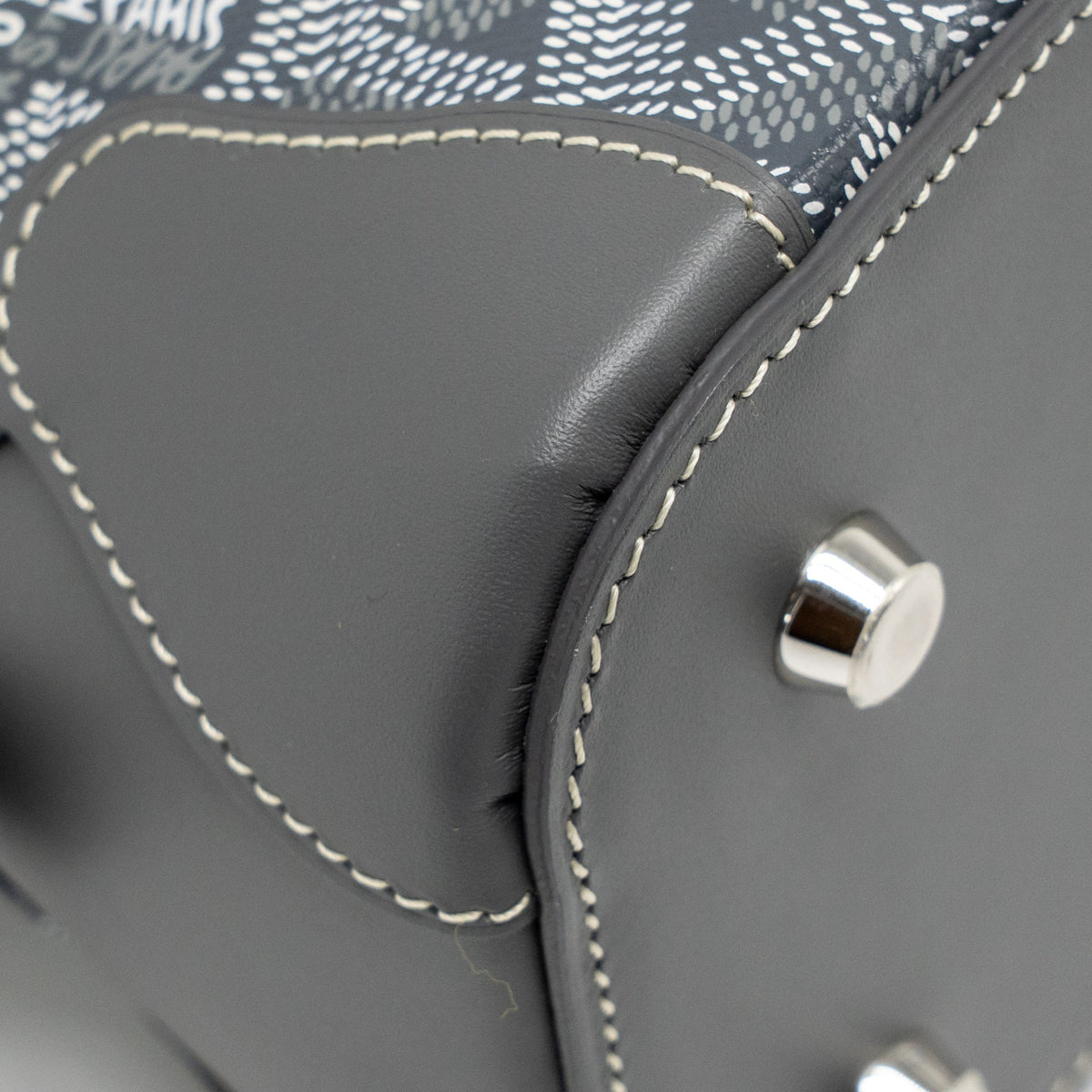 GOYARD VENDOME MINI BAG GOYARDINE CANVAS/CHEVROCHES CALFSKIN GREY SHW