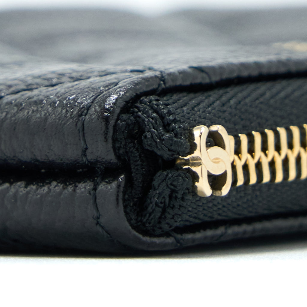 CHANEL ZIPPY SMALL POUCH DETAILED LOGO CAVIAR BLACK LGHW