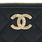 CHANEL ZIPPY SMALL POUCH DETAILED LOGO CAVIAR BLACK LGHW