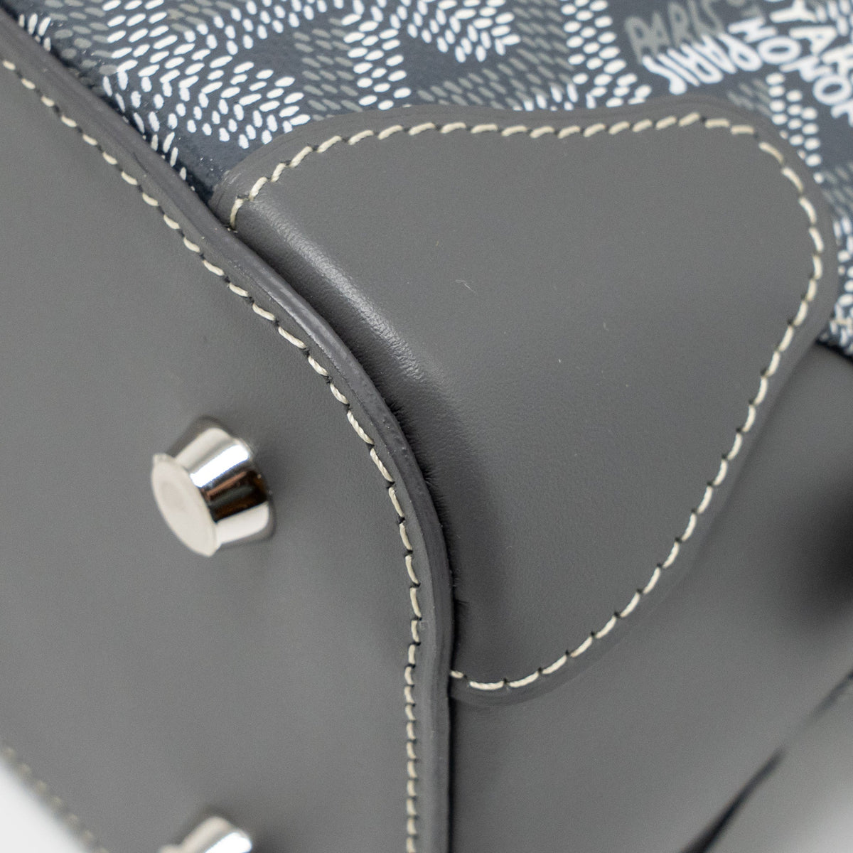 GOYARD VENDOME MINI BAG GOYARDINE CANVAS/CHEVROCHES CALFSKIN GREY SHW