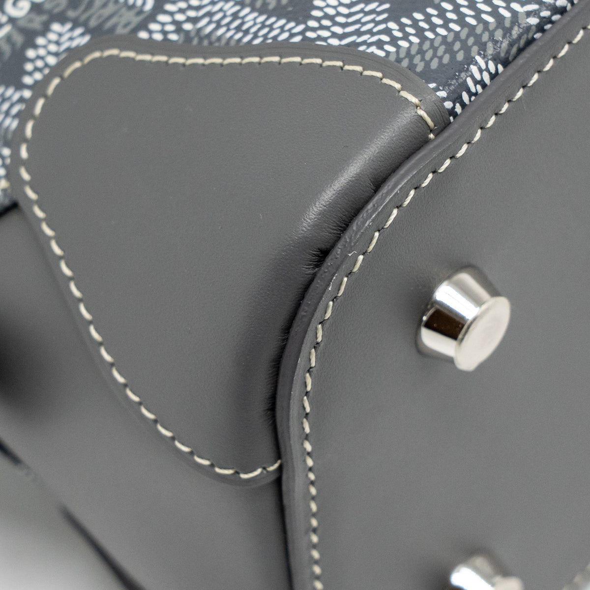 GOYARD VENDOME MINI BAG GOYARDINE CANVAS/CHEVROCHES CALFSKIN GREY SHW