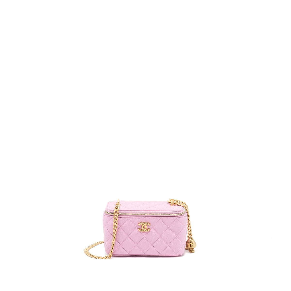 CHANEL 23P COCO LOVE LONG VANITY WITH CHAIN CAVIAR PINK GHW (MICROCHIP)