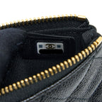 CHANEL ZIPPY SMALL POUCH DETAILED LOGO CAVIAR BLACK LGHW