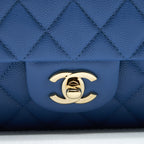 CHANEL MEDIUM CLASSIC DOUBLE FLAP 25CM BLUE CAVIAR LGHW