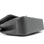 CHANEL 22A SMALL CLASSIC DOUBLE FLAP BAG LAMBSKIN GREY LGHW (MICROCHIP)