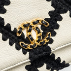 CHANEL 19 WALLET ON CHAIN FABRIC/CALFSKIN WHITE/BLACK MULTICOLOUR HARDWARE