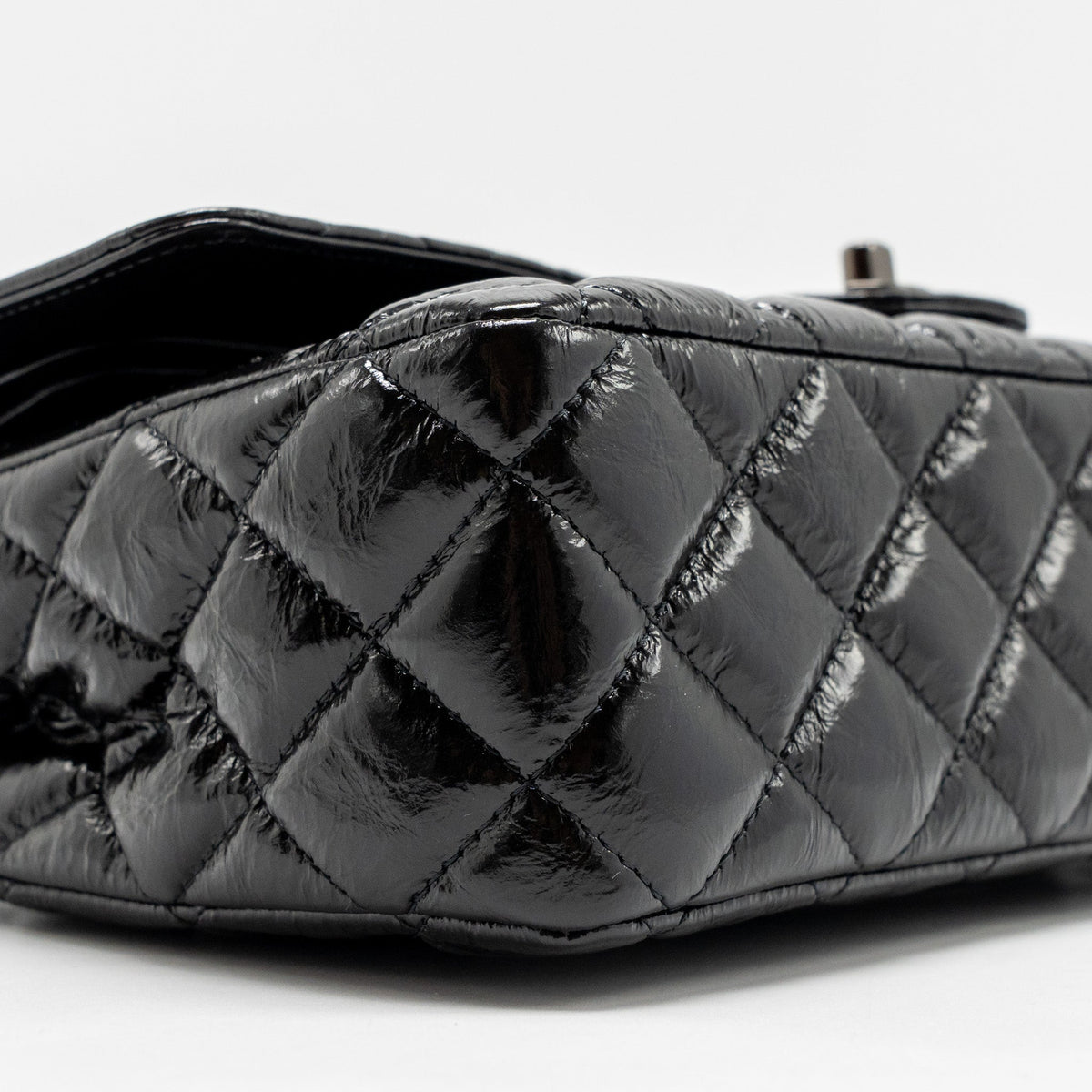 CHANEL MEDIUM CLASSIC DOUBLE FLAP BAG PATENT SO BLACK