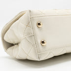 CHANEL MINI COCO HANDLE CAVIAR WHITE LGHW (MICROCHIP)