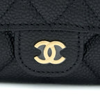 CHANEL CLASSIC FLAP CARD HOLDER CAVIAR LEATHER BLACK LGHW