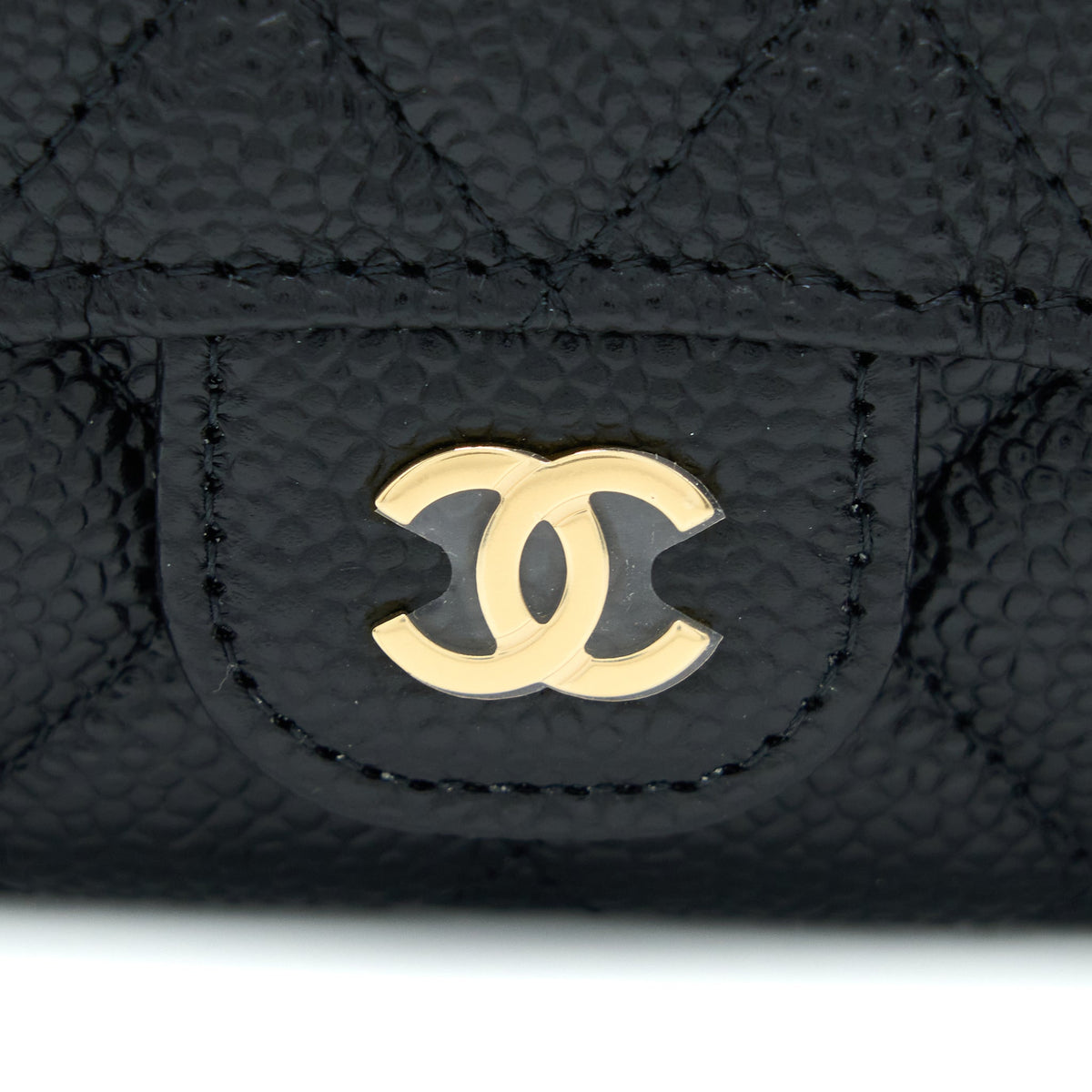 CHANEL CLASSIC FLAP CARD HOLDER CAVIAR LEATHER BLACK LGHW