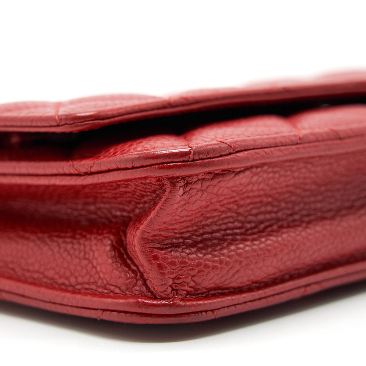 CHANEL WALLET ON CHAIN CAVIAR RED WITH SHW SERIAL 18