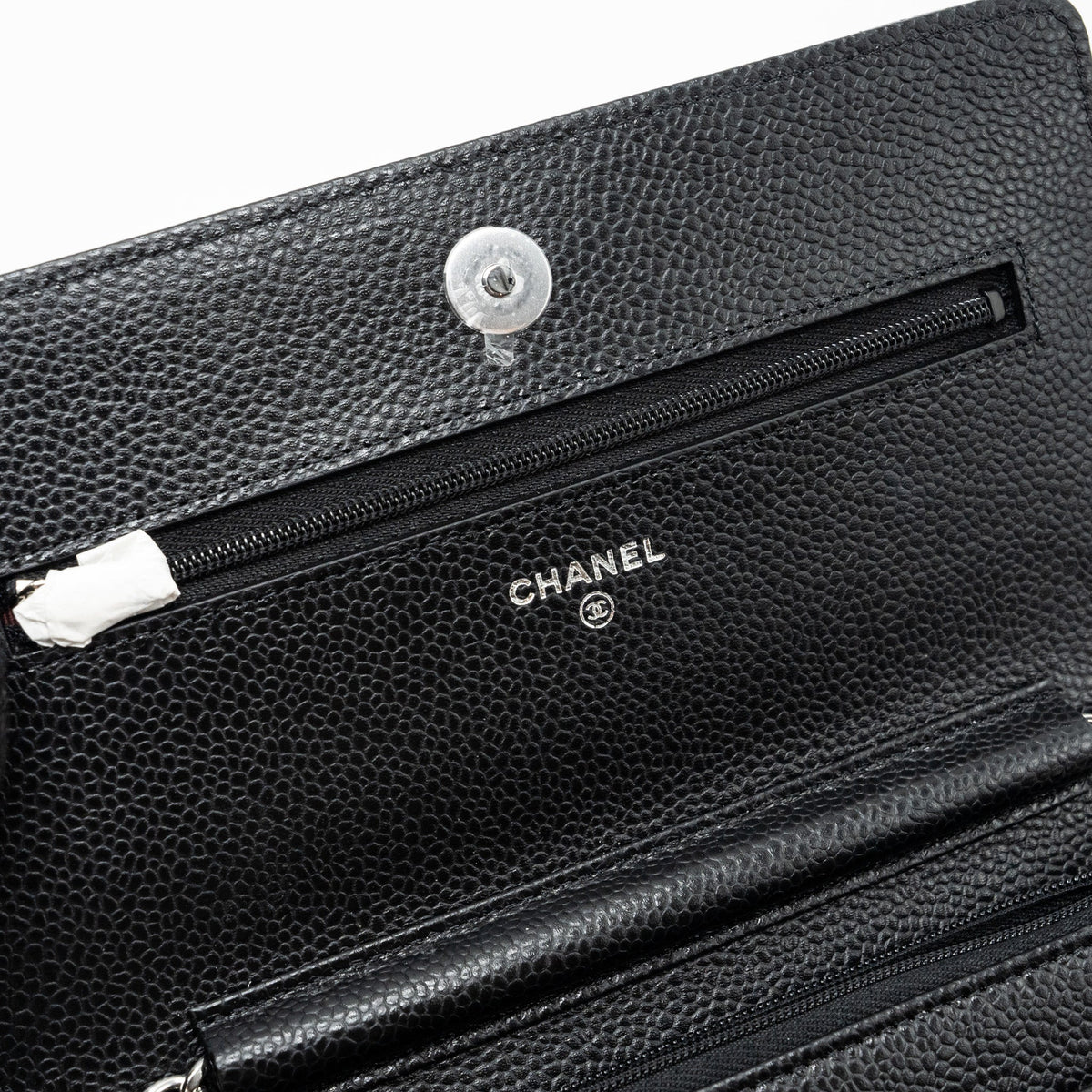 CHANEL CLASSIC WALLET ON CHAIN CAVIAR BLACK SHW (MICROCHIP)