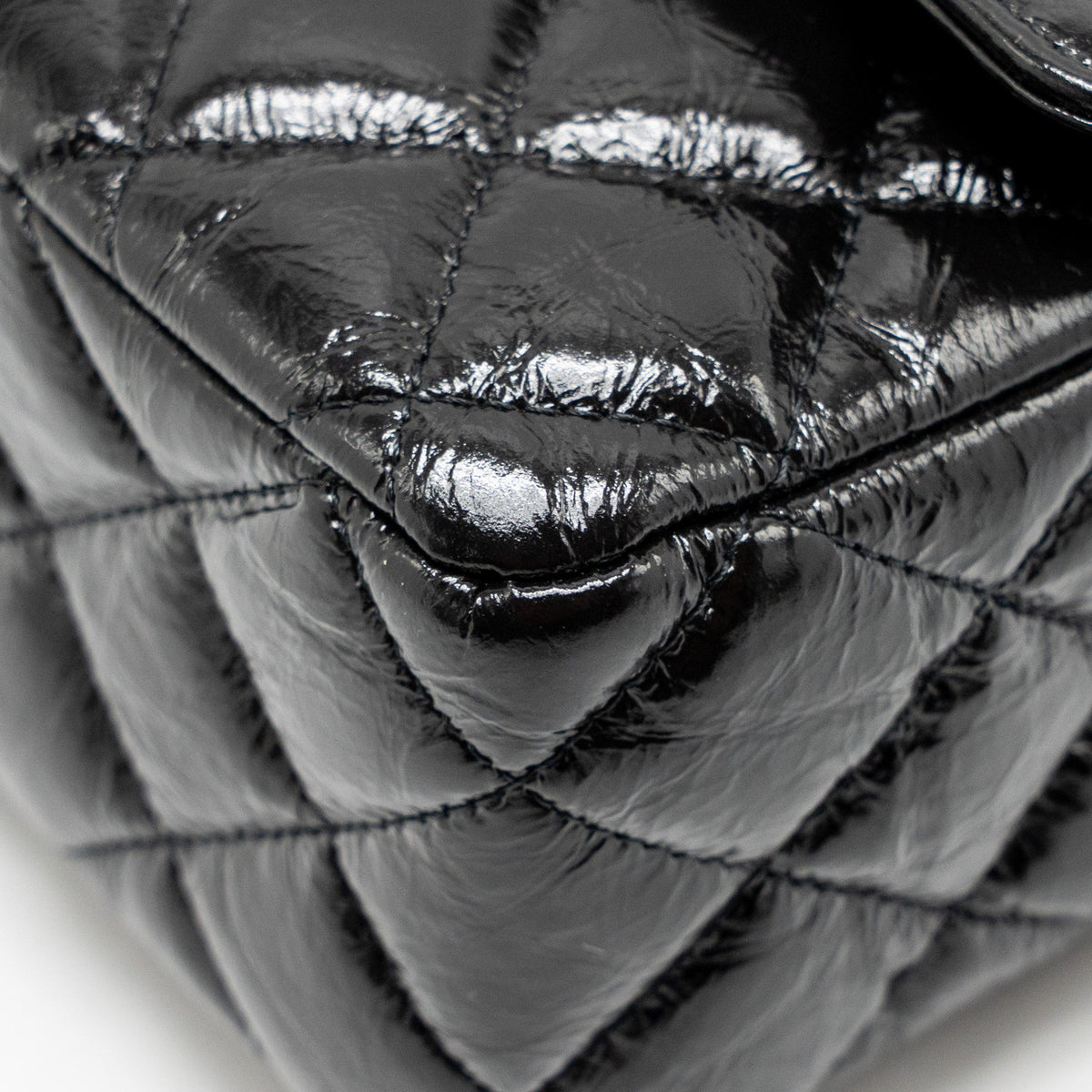 CHANEL MEDIUM CLASSIC DOUBLE FLAP BAG PATENT SO BLACK