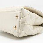 CHANEL MINI COCO HANDLE CAVIAR WHITE LGHW (MICROCHIP)