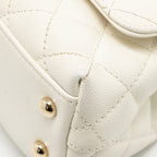 CHANEL MINI COCO HANDLE CAVIAR WHITE LGHW (MICROCHIP)