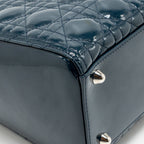 Dior Large Lady Dior Cannage Patent Blue SHW
