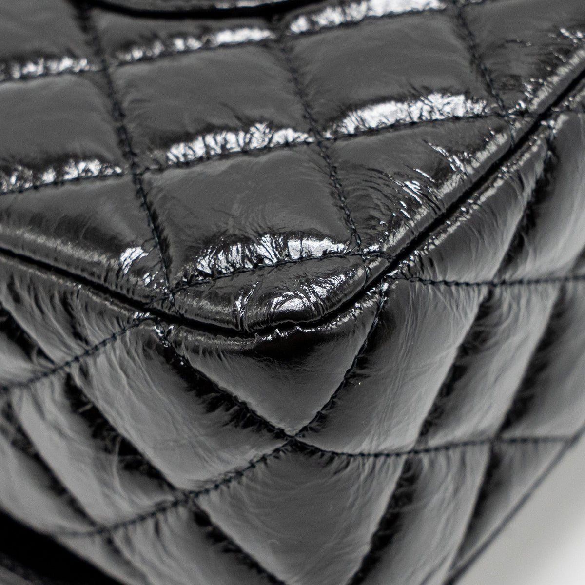 CHANEL MEDIUM CLASSIC DOUBLE FLAP BAG PATENT SO BLACK