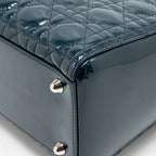 Dior Large Lady Dior Cannage Patent Blue SHW