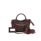 BALENCIAGA MINI EDGED CITY BAG BURGUNDY WITH GHW