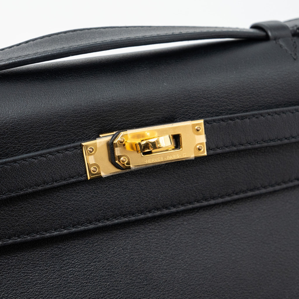 Hermes Kelly Pochette Swift Black GHW