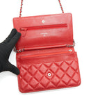 CHANEL WALLET ON CHAIN CAVIAR RED WITH SHW SERIAL 18