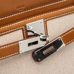 HERMES POCHETTE KELLY DEPECHES 25 CANVAS / BARENIA ECRU BEIGE / FAUVE SHW