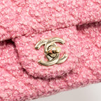 Chanel classic mini rectangular flap bag tweed pink LGHW (microchip)