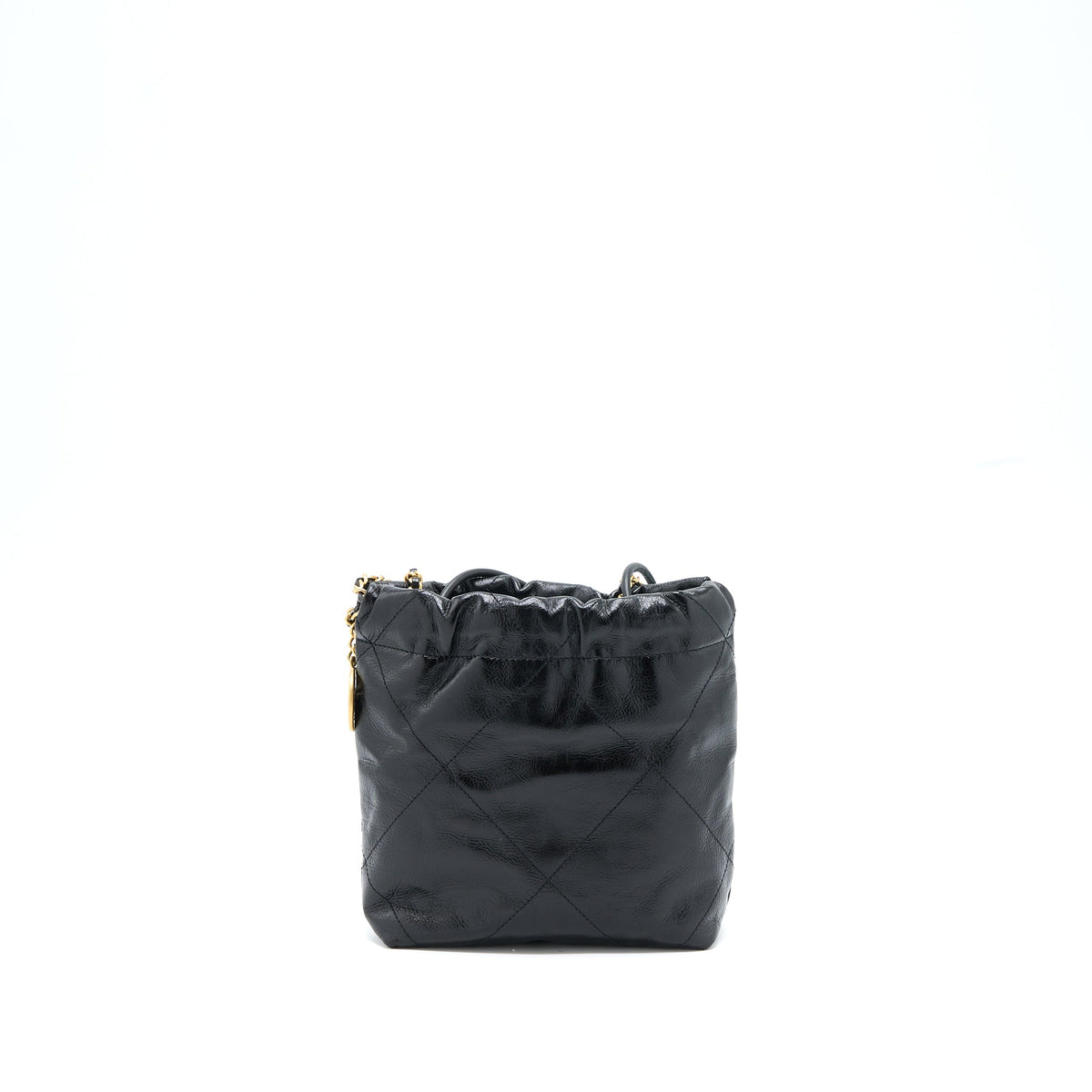 CHANEL 23S MINI 22 BAG WITH PEARL SHINY CALFSKIN BLACK GHW (MICROCHIP)