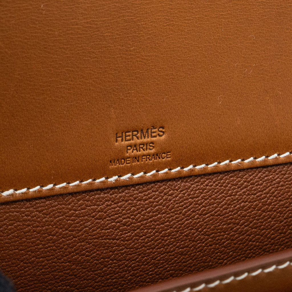 Hermes pochette kelly depeches 25 canvas / barenia ecru beige / fauve SHW