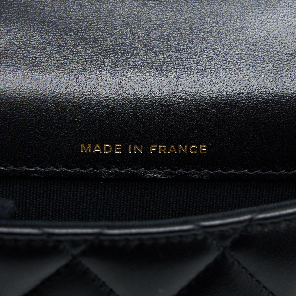 CHANEL MINI TOP HANDLE FLAP BAG LAMBSKIN BLACK LGHW