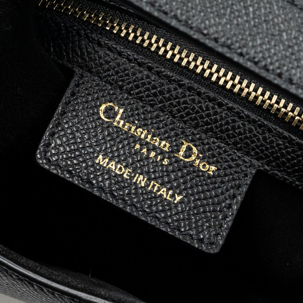 DIOR MEDIUM SADDLE BAG WITH STRAP GRAINED CALFSKIN BLACK GHW