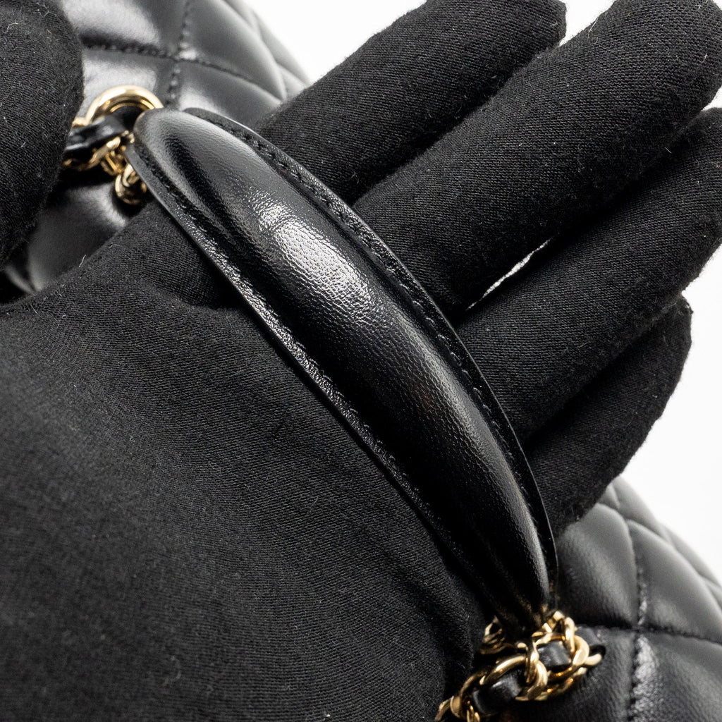 CHANEL TOP HANDLE MINI RECTANGULAR LAMBSKIN BLACK LGHW (MICROCHIP)