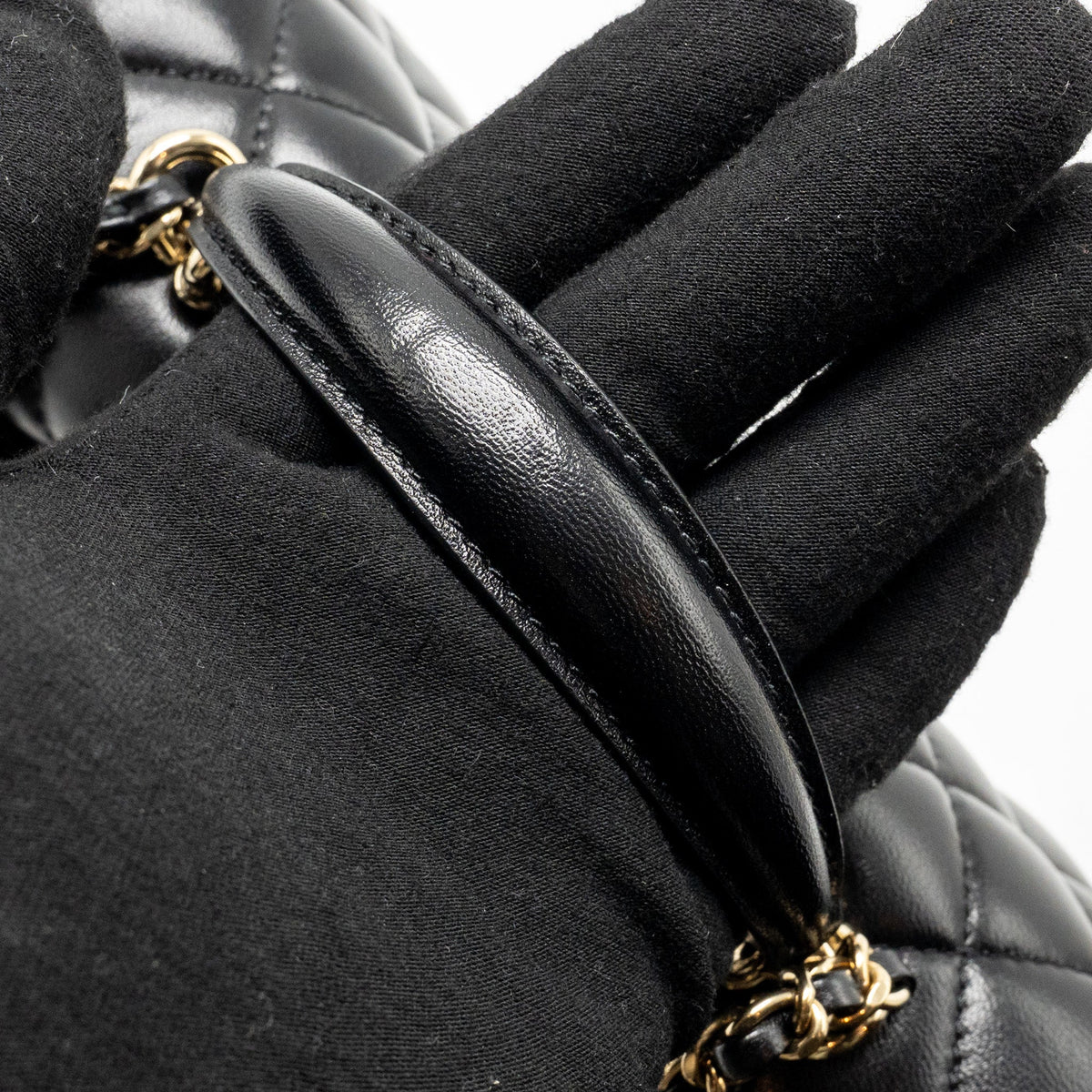 CHANEL TOP HANDLE MINI RECTANGULAR LAMBSKIN BLACK LGHW (MICROCHIP)