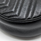 GUCCI GG MARMONT ROUND CROSSBODY BAG CALFSKIN BLACK GHW