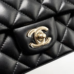 CHANEL TOP HANDLE MINI RECTANGULAR LAMBSKIN BLACK LGHW (MICROCHIP)