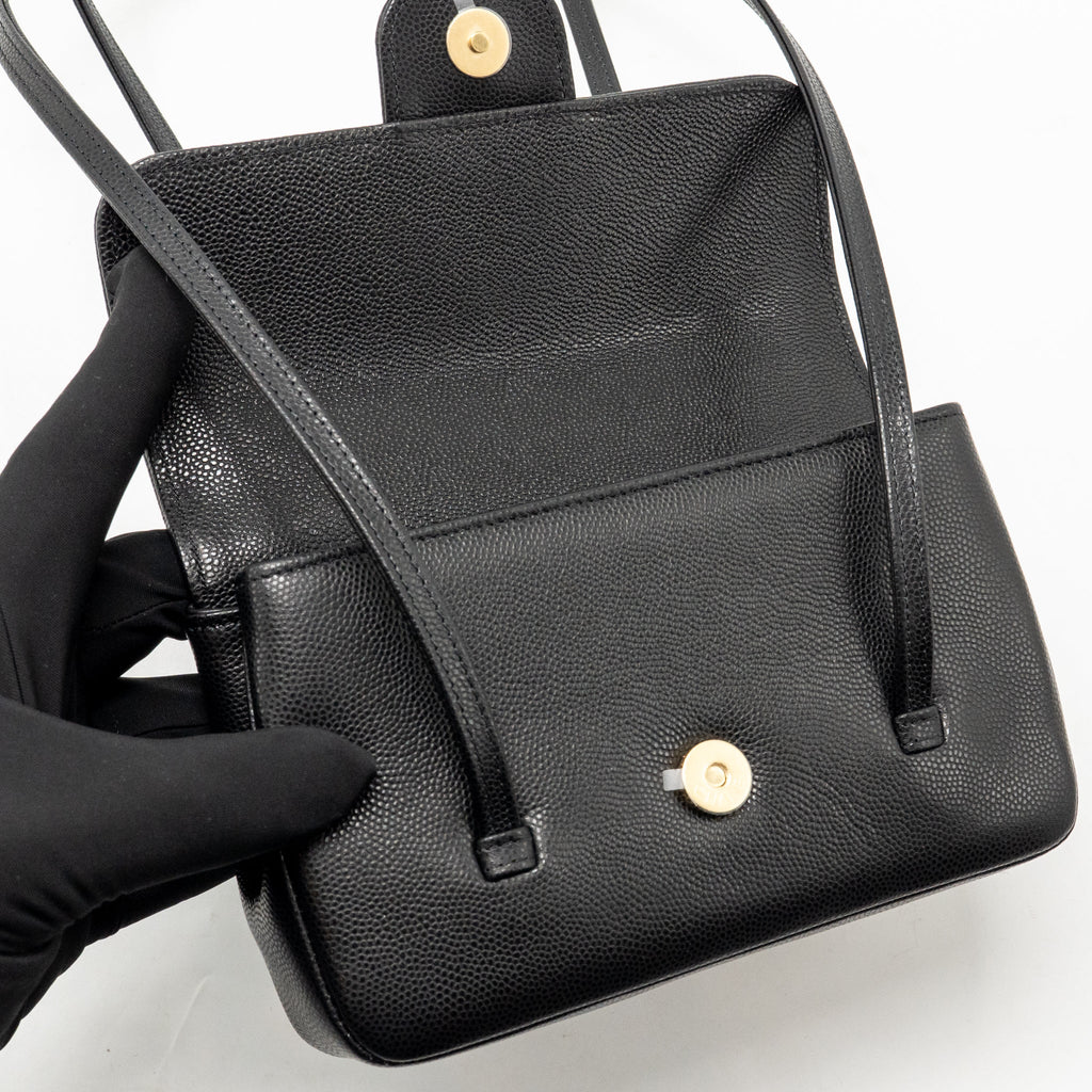 Chanel Preppy Coco Clutch with Leather Strap Caviar Black GHW (Microchip)
