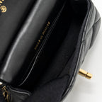 CHANEL 21K MINI FLAP BAG CALFSKIN BLACK BRUSHED GHW