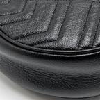 GUCCI GG MARMONT ROUND CROSSBODY BAG CALFSKIN BLACK GHW