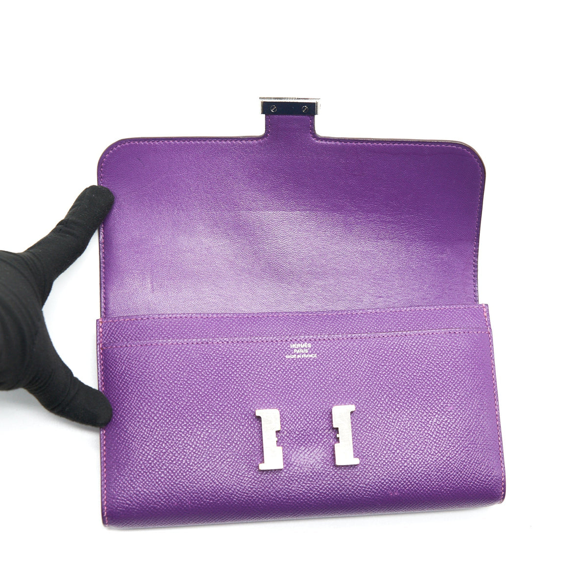 Hermes Constance Wallet Epsom Purple SHW with an ext