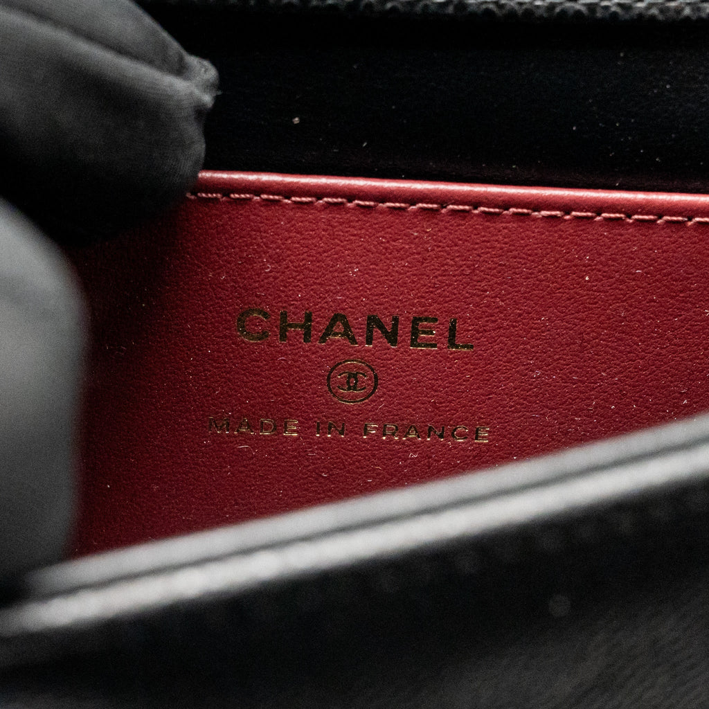 Chanel Preppy Coco Clutch with Leather Strap Caviar Black GHW (Microchip)