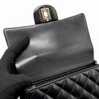 CHANEL TOP HANDLE MINI RECTANGULAR LAMBSKIN BLACK LGHW (MICROCHIP)