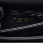 CHANEL CHEVRON TRENDY CC TOP HANDLE FLAP BAG LAMBSKIN BLACK LGHW