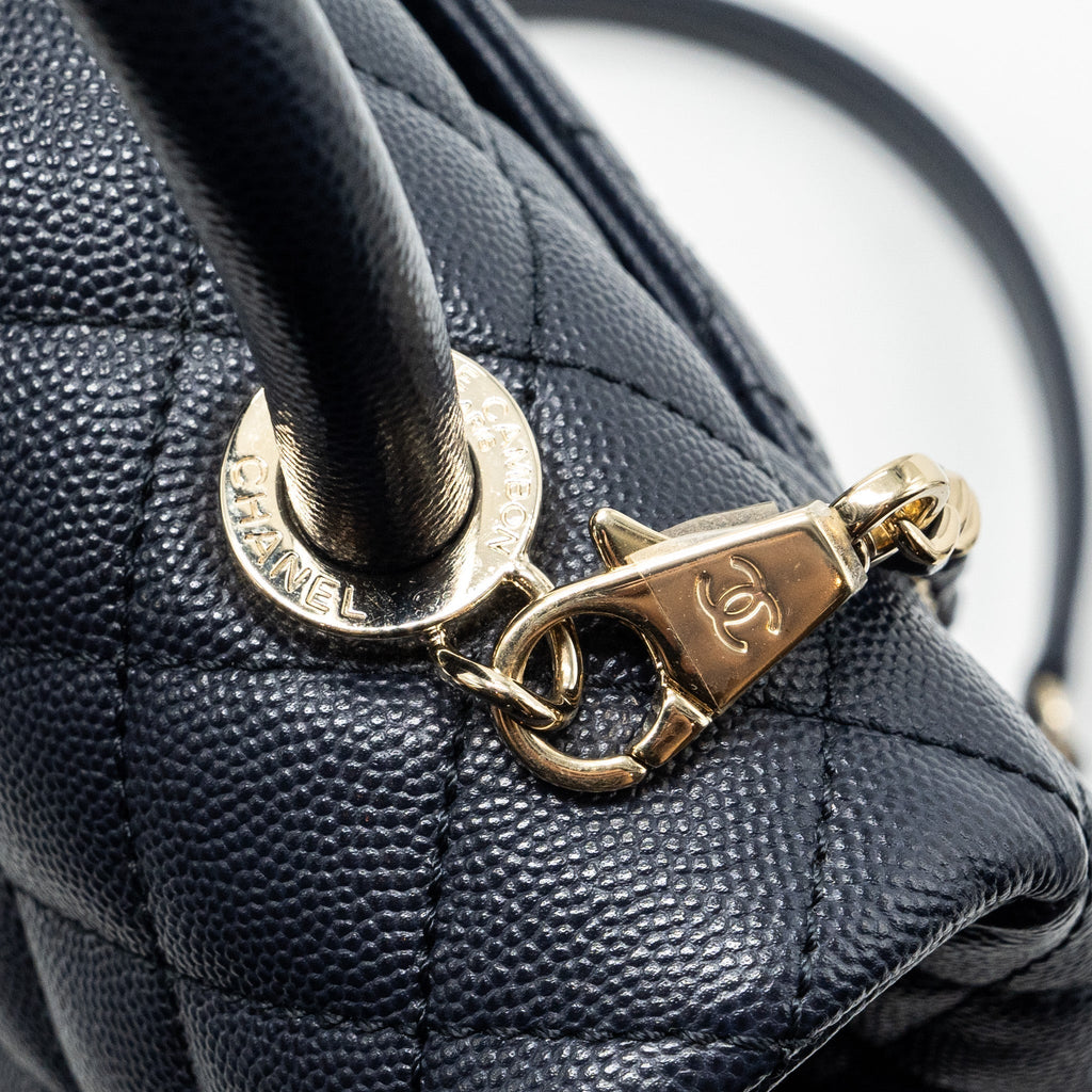 CHANEL SMALL COCO HANDLE BAG CAVIAR NAVY LGHW