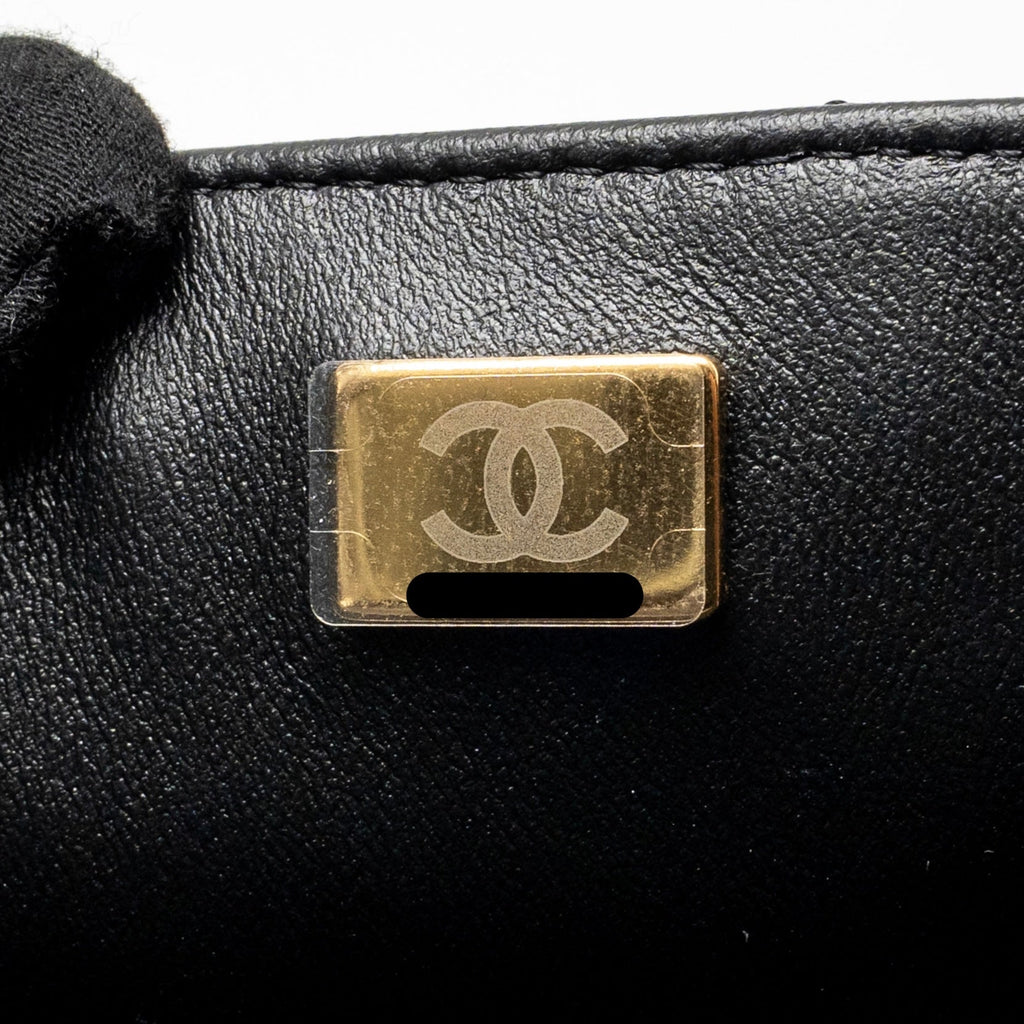 CHANEL TOP HANDLE MINI RECTANGULAR LAMBSKIN BLACK LGHW (MICROCHIP)
