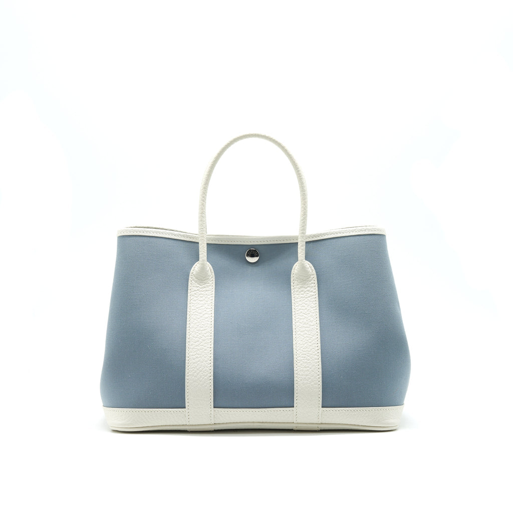 HERMES GARDEN PARTY 30 WHITE/BLUE JEAN SHW